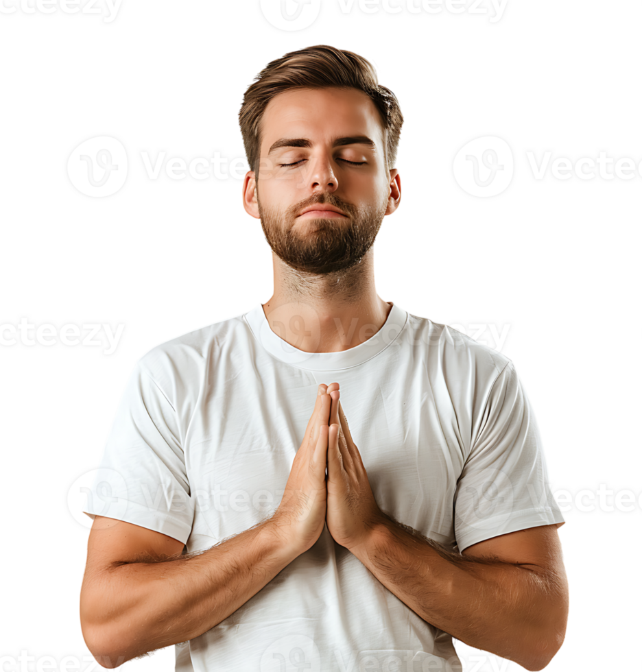 A man doing yoga on isolated transparent background png
