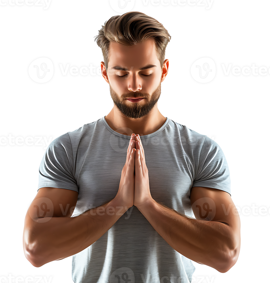A man doing yoga on isolated transparent background png