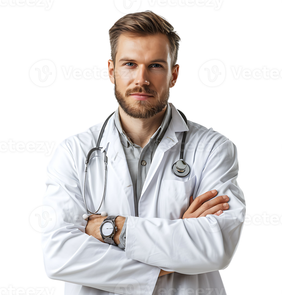 självsäker manlig medicinsk professionell på isolerat transparent bakgrund png