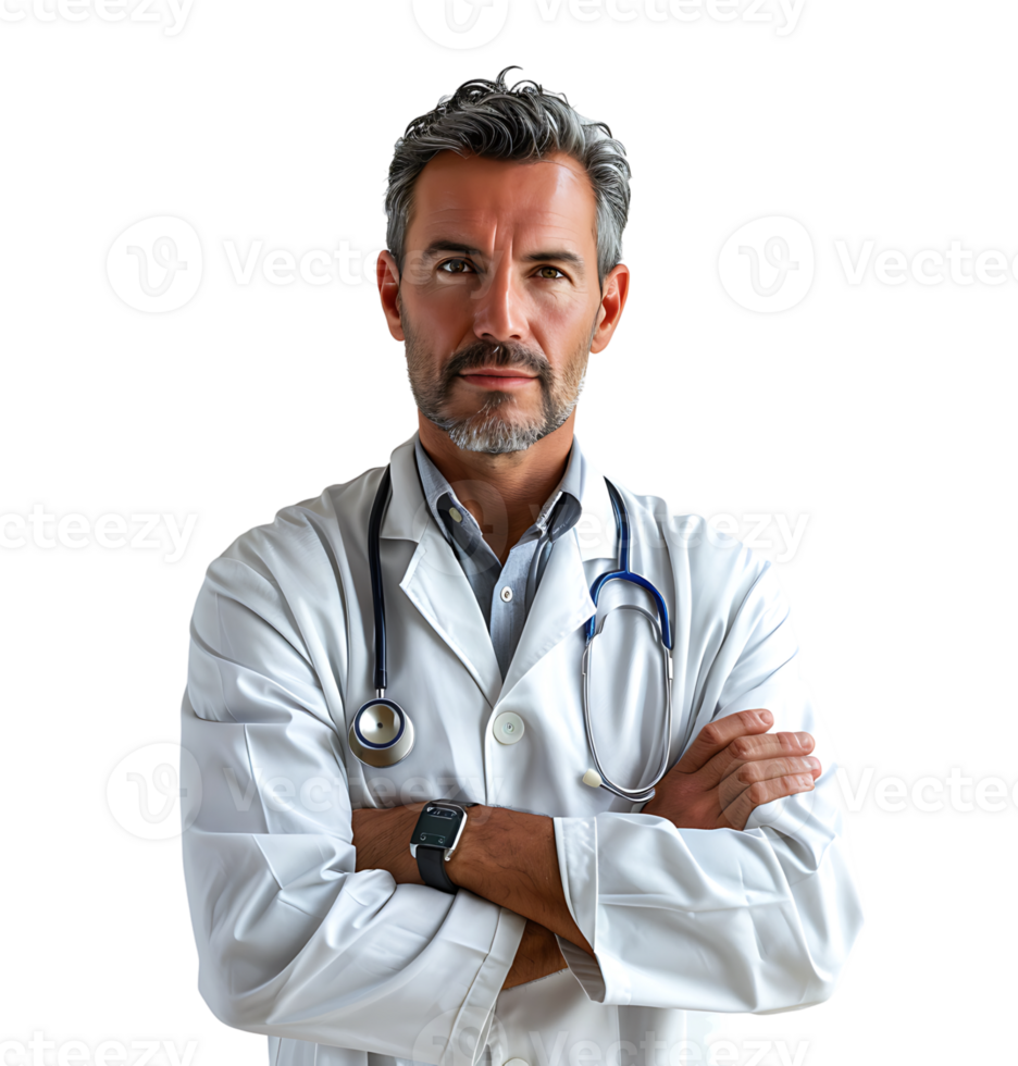 självsäker manlig medicinsk professionell på isolerat transparent bakgrund png