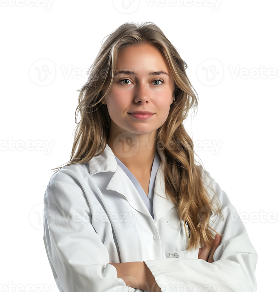 Confident female Medical Professional on isolated transparent background png