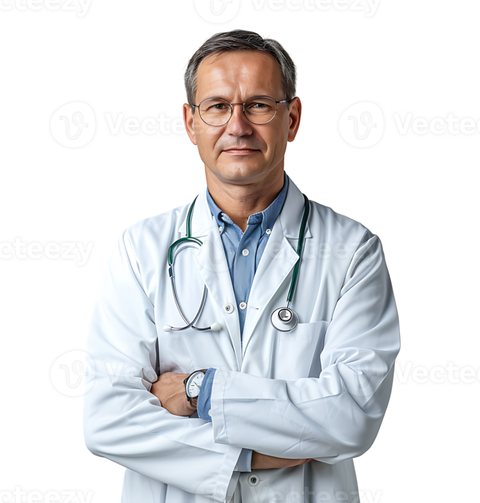 Confident male Medical Professional on isolated transparent background png
