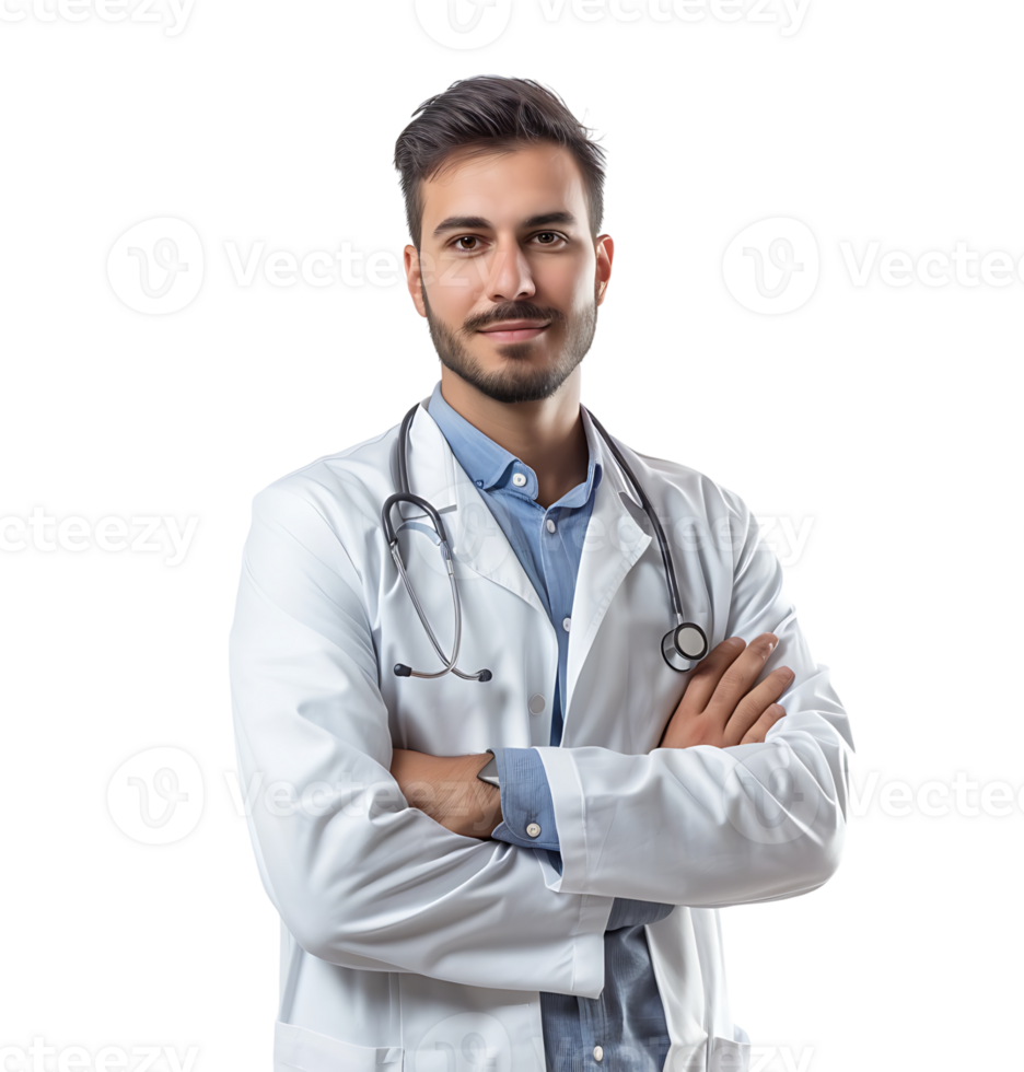 självsäker manlig medicinsk professionell på isolerat transparent bakgrund png