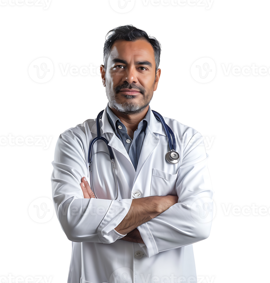An Pakistani male doctor on isolated transparent background png