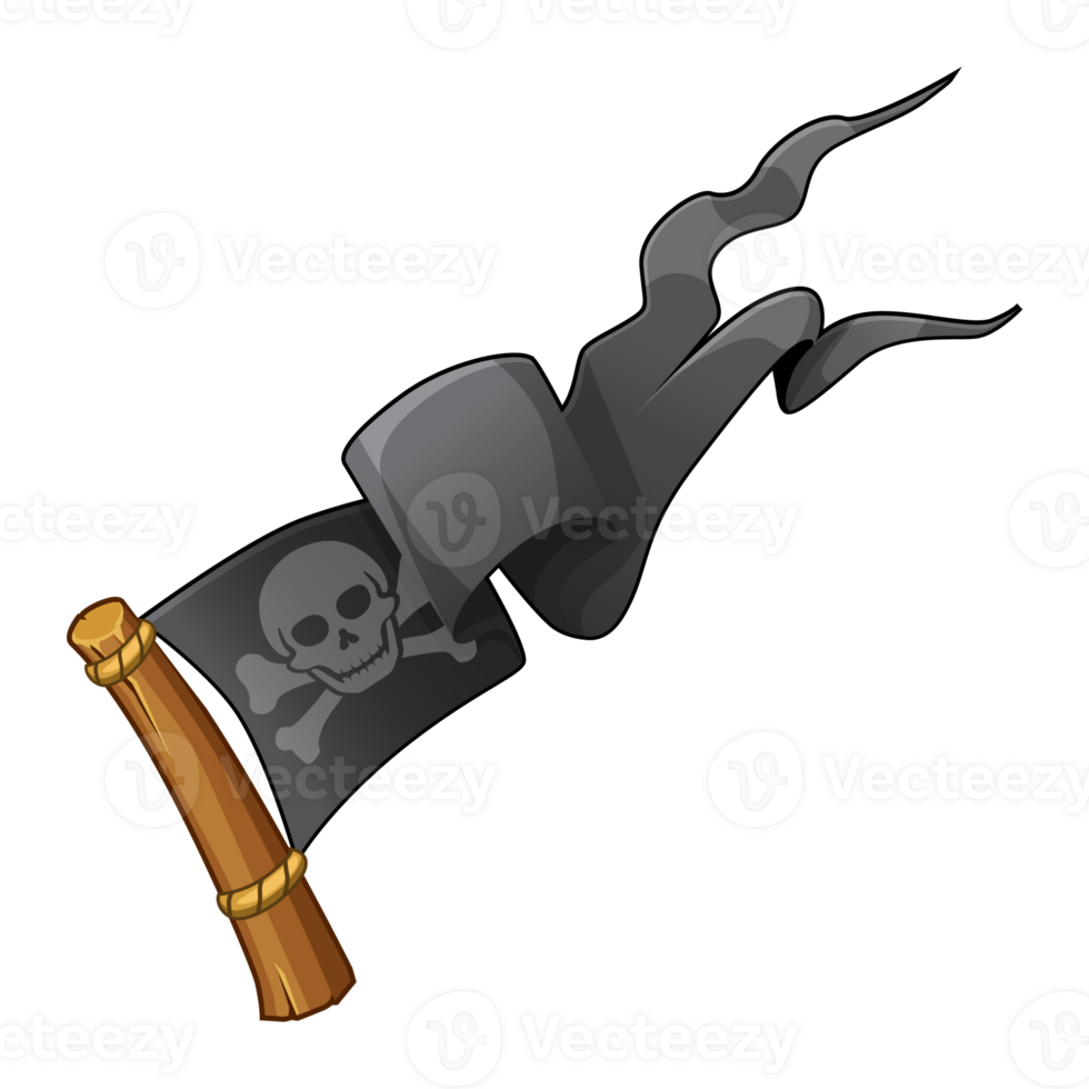 The cartoon pirate flag with scull and crossbones symbol png