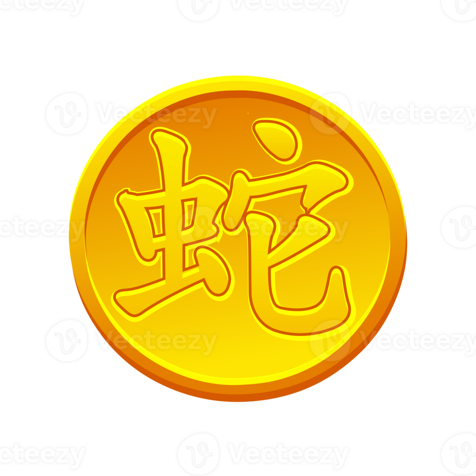 2025 Year of the Snake, Golden coin with snake. China Symbol Good luck talisman. png