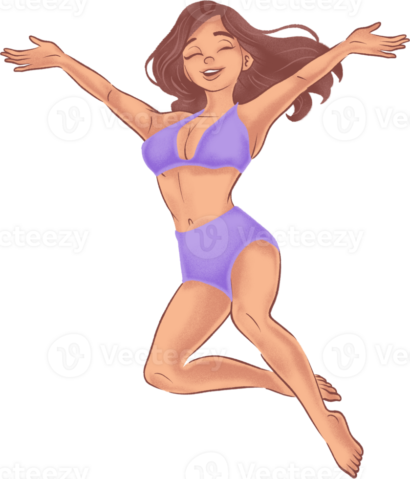 Happy Woman Dancing Illustration png