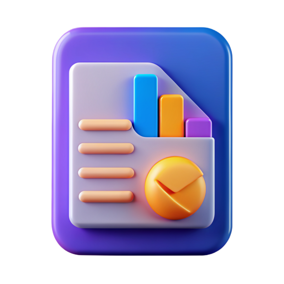 3D report icon , Report symbol 3D png
