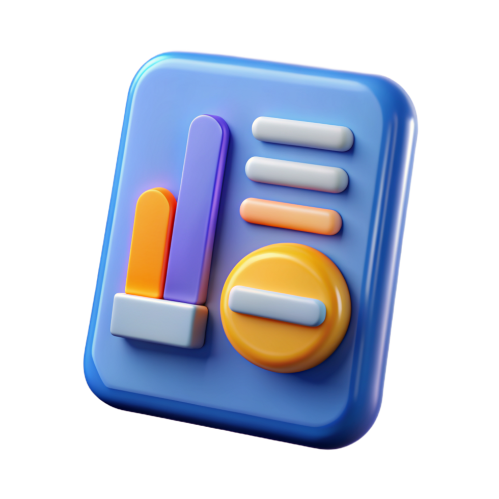 3D report icon , Report symbol 3D png