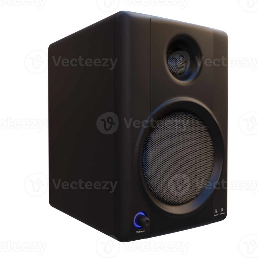 3d render black speakers with transparent background png