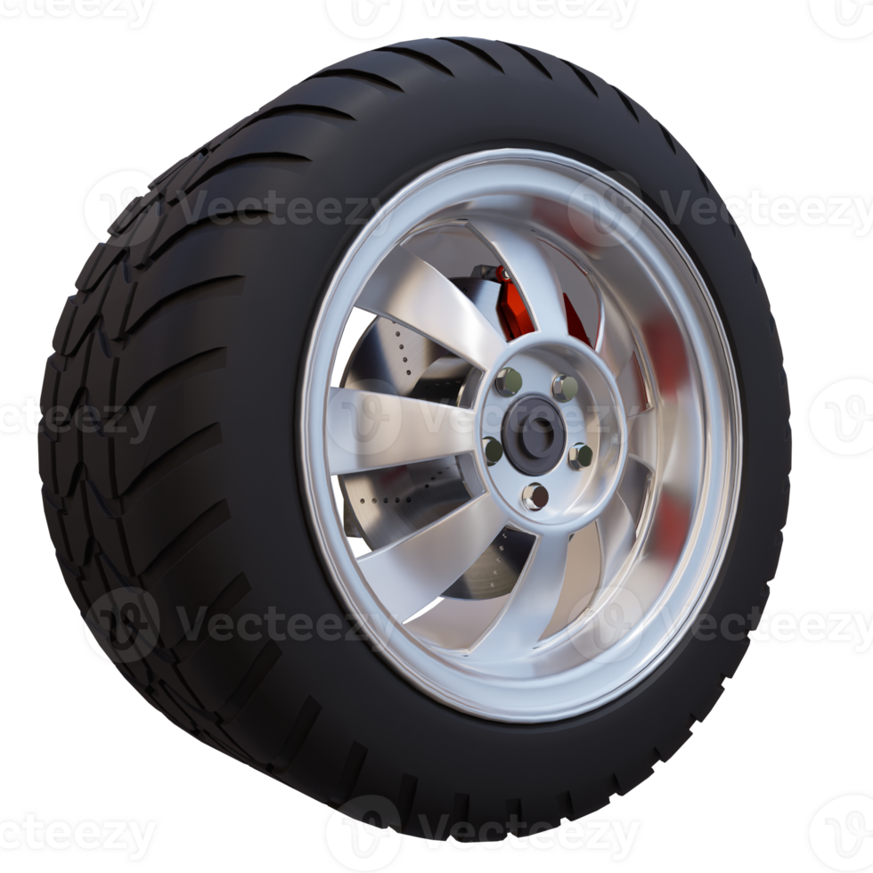 3d render large car tire with transparent background png