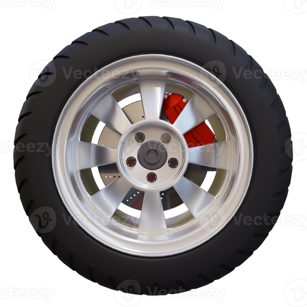 3d render large car tire with transparent background png