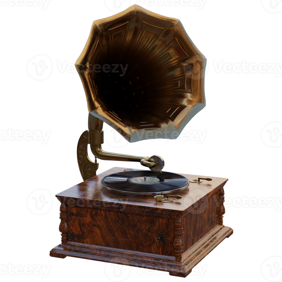 3d render gramophone with transparent background png