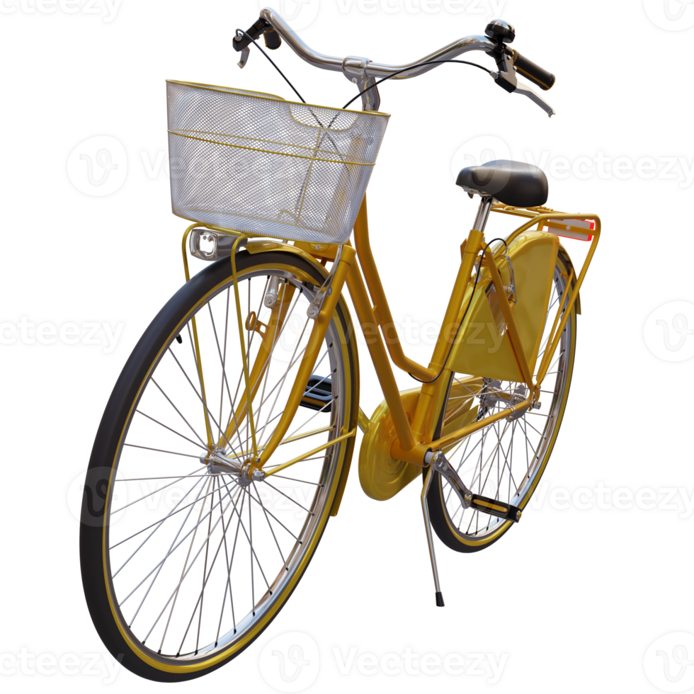 3d geven retro geel fiets met transparant achtergrond png