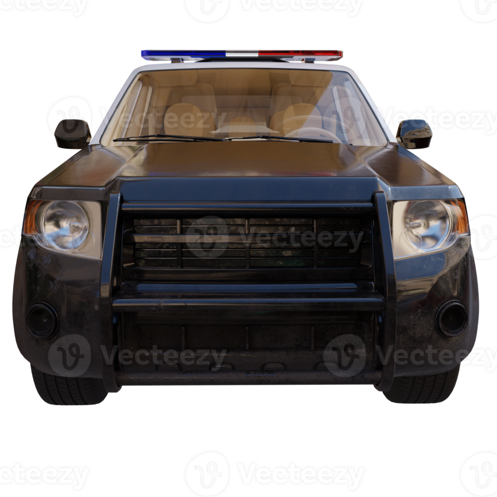 3d render police car with transparent background png
