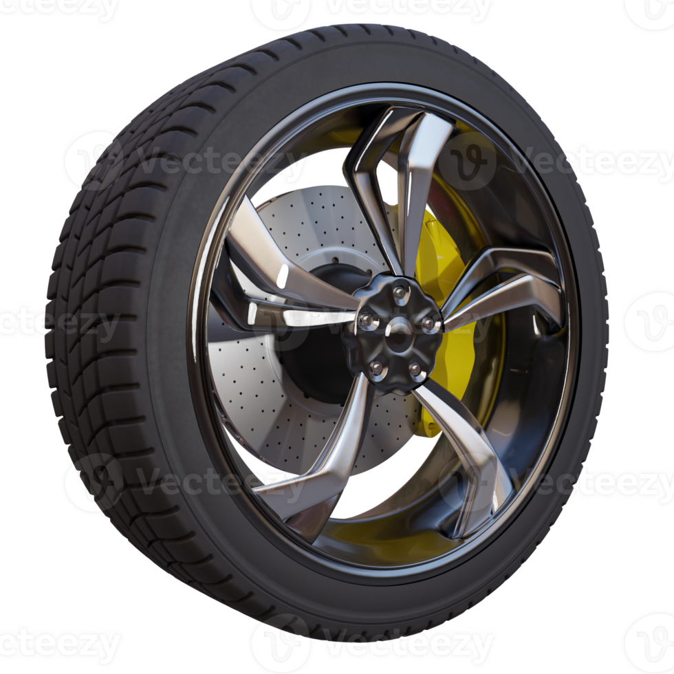 3d render wheel with four tires with transparent background png