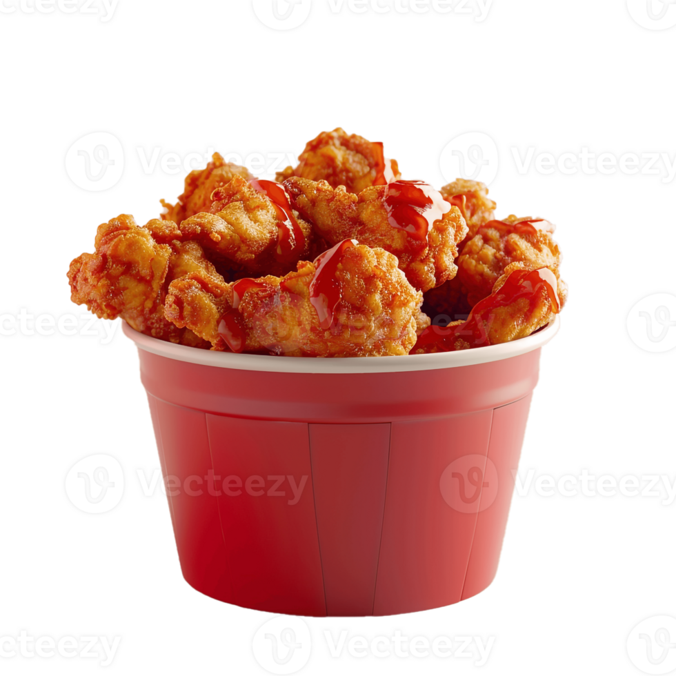 A Bucket Full Of Fried Chicken With Transparent Background, . png