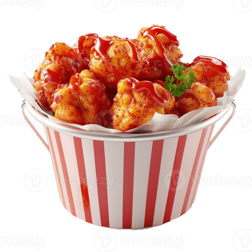 A Bucket Full Of Fried Chicken With Transparent Background, . png