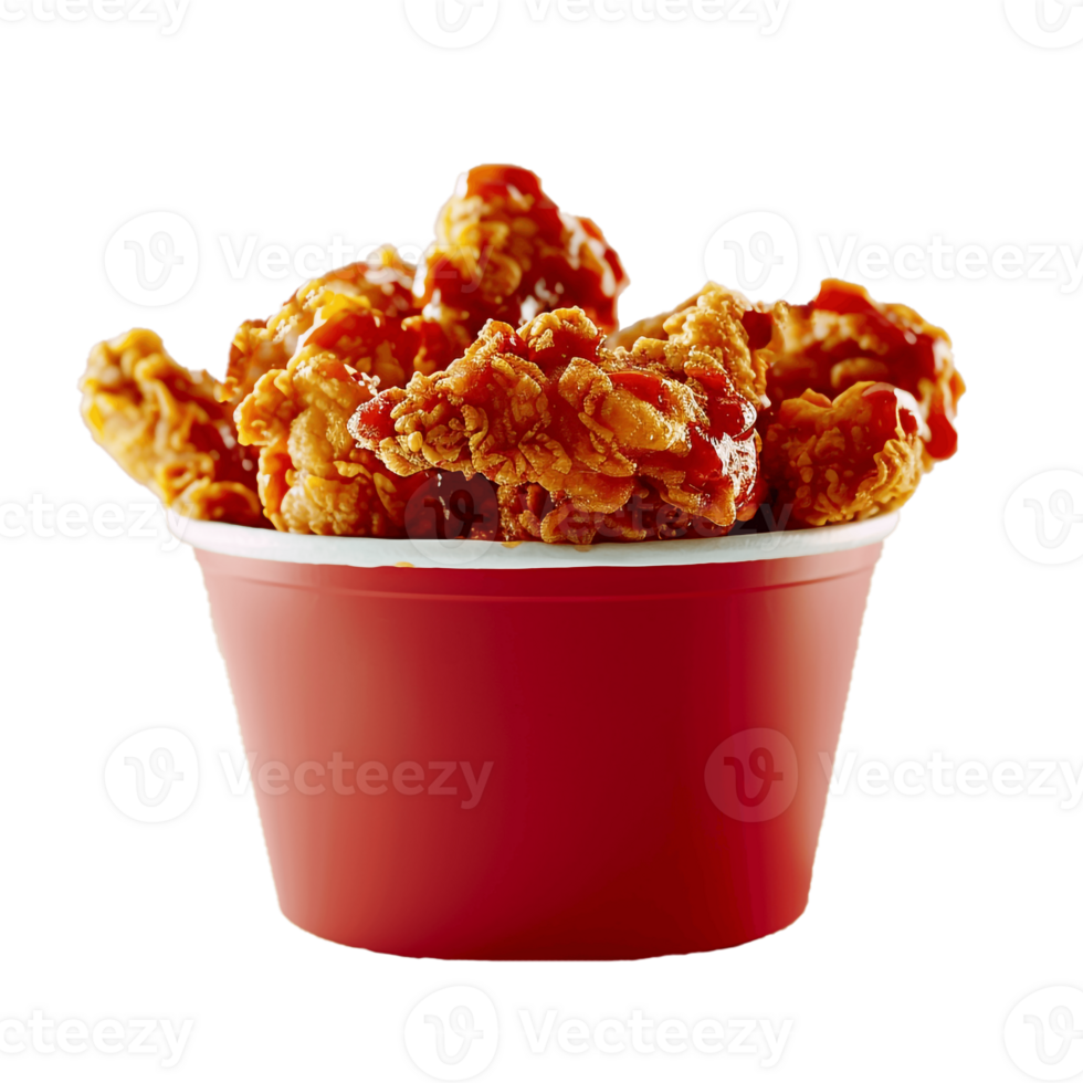 uma balde cheio do frito frango com transparente fundo, . png