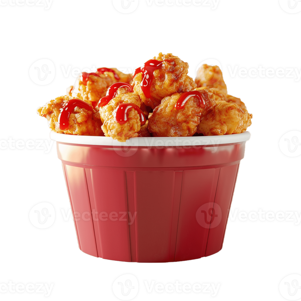 A Bucket Full Of Fried Chicken With Transparent Background, . png