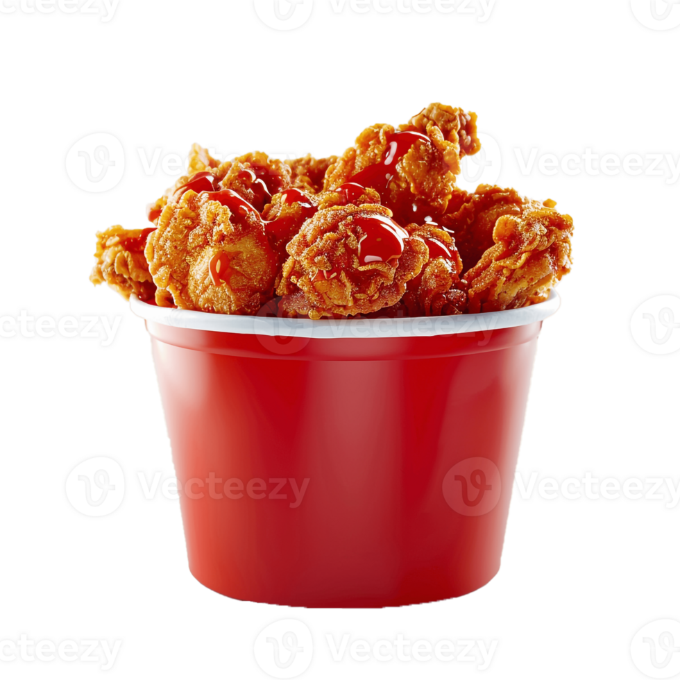 A Bucket Full Of Fried Chicken With Transparent Background, . png