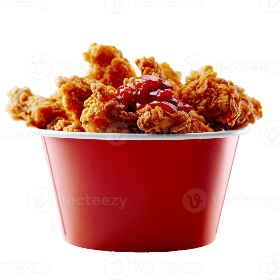 A Bucket Full Of Fried Chicken With Transparent Background, . png