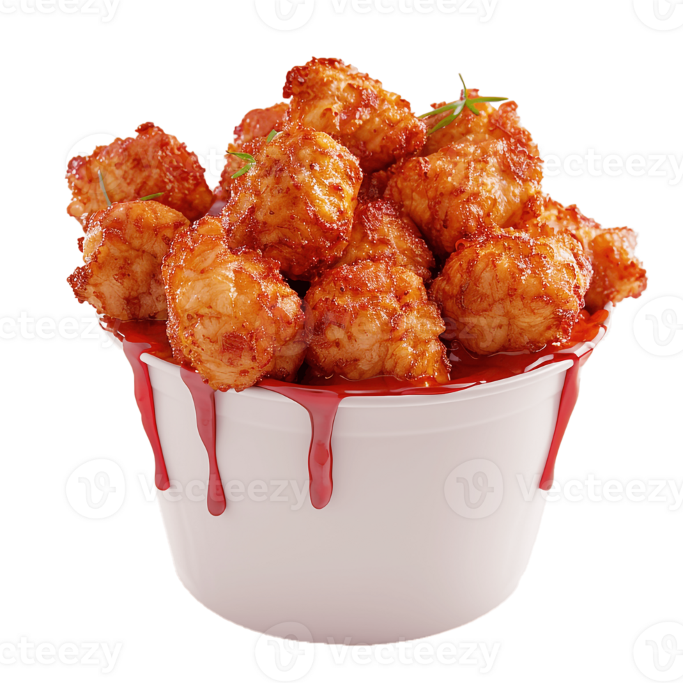 A Bucket Full Of Fried Chicken With Transparent Background, . png