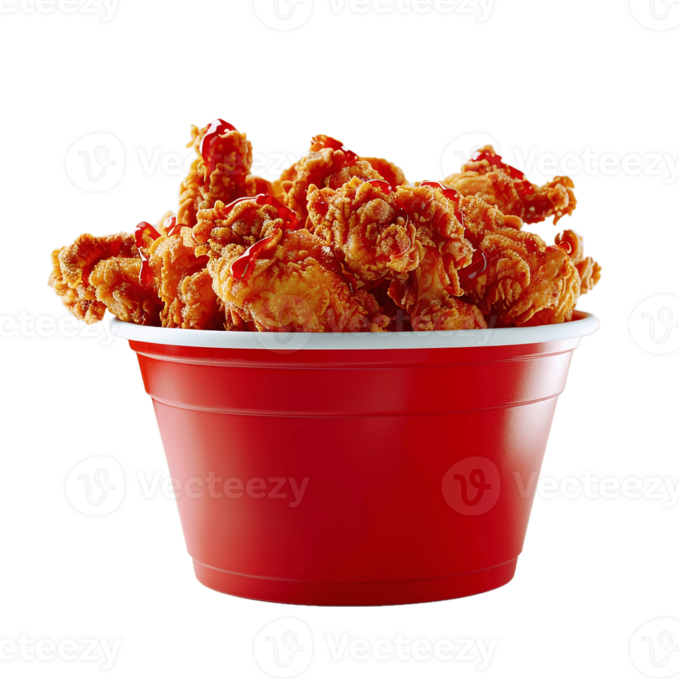 A Bucket Full Of Fried Chicken With Transparent Background, . png