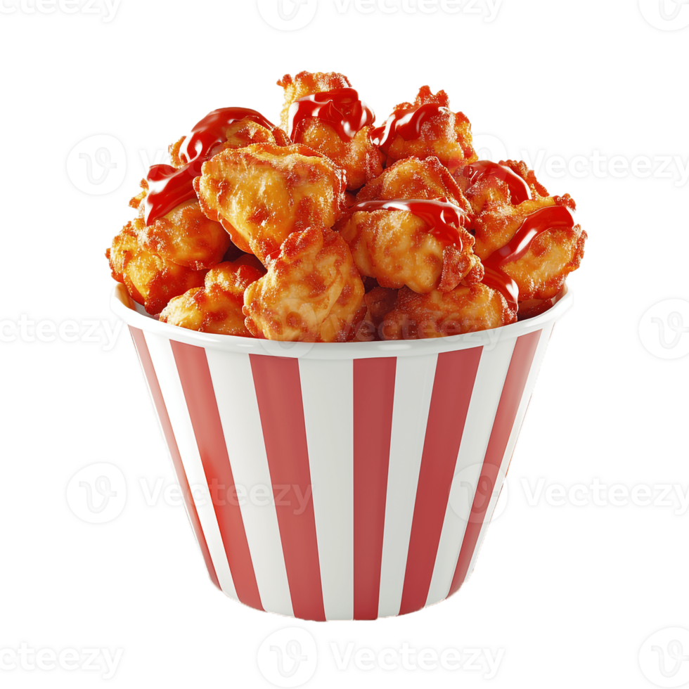 A Bucket Full Of Fried Chicken With Transparent Background, . png