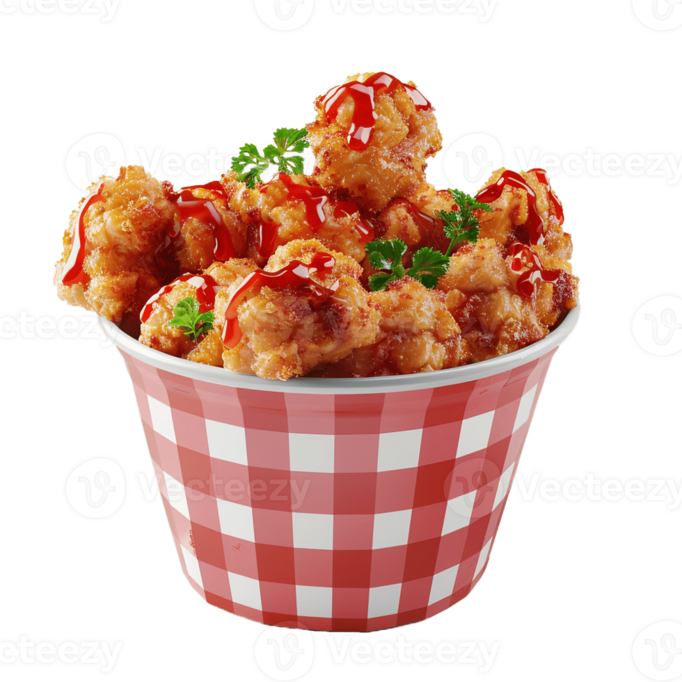 A Bucket Full Of Fried Chicken With Transparent Background, . png