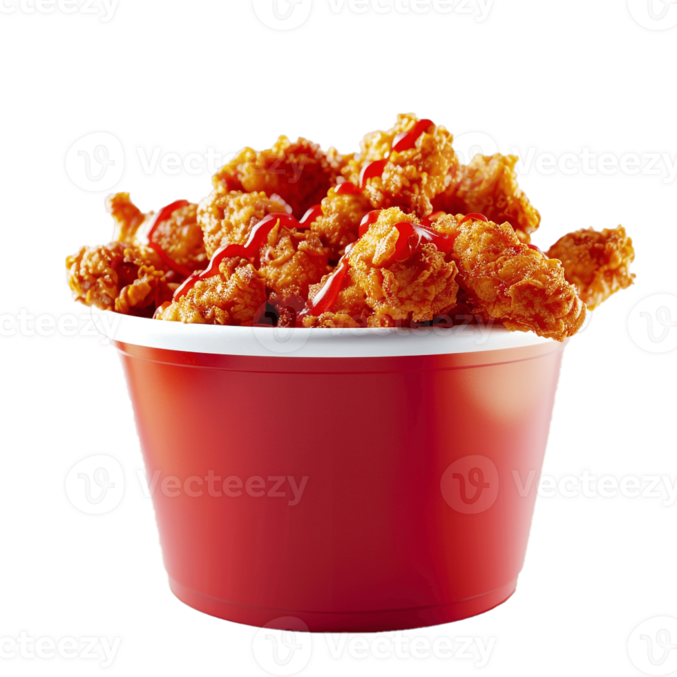 A Bucket Full Of Fried Chicken With Transparent Background, . png