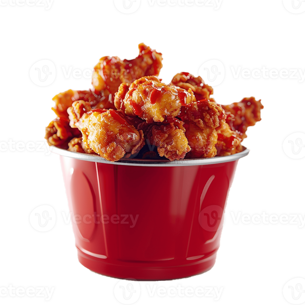A Bucket Full Of Fried Chicken With Transparent Background, . png
