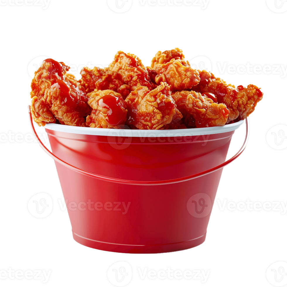 A Bucket Full Of Fried Chicken With Transparent Background, . png