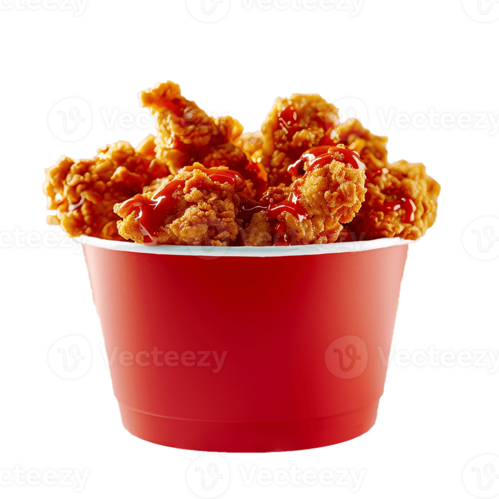A Bucket Full Of Fried Chicken With Transparent Background, . png