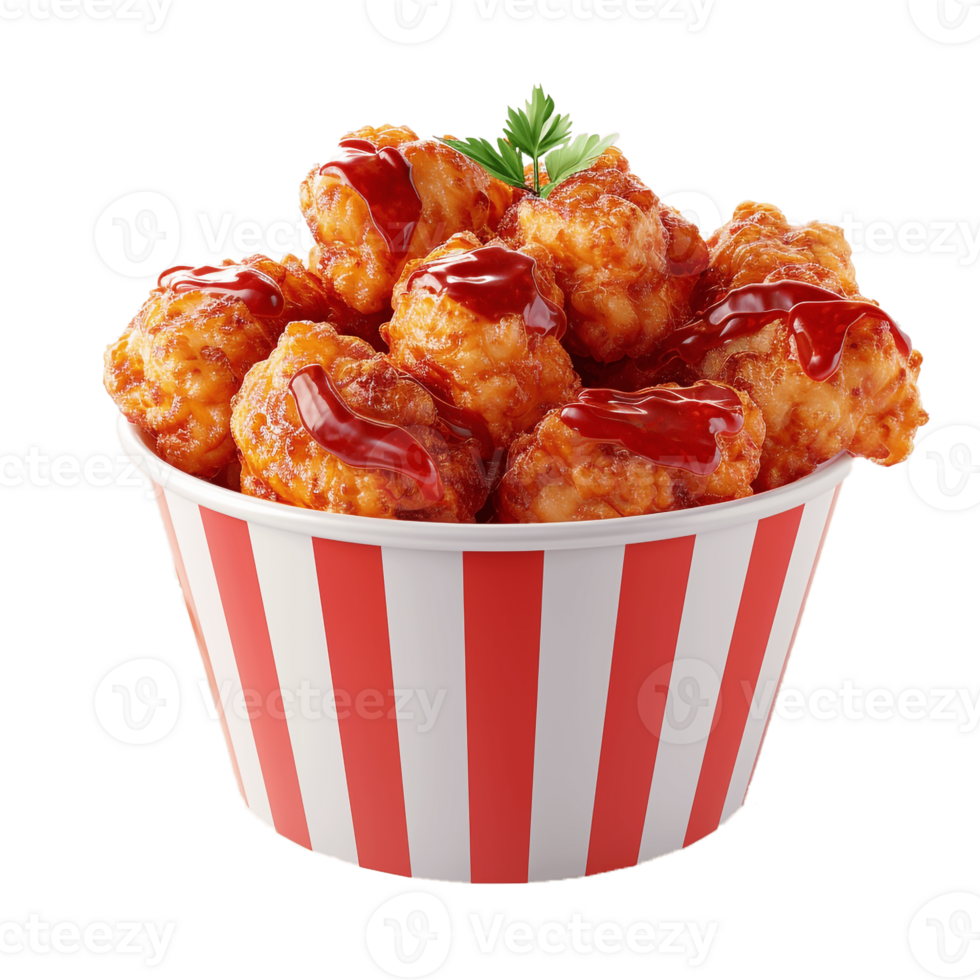 A Bucket Full Of Fried Chicken With Transparent Background, . png