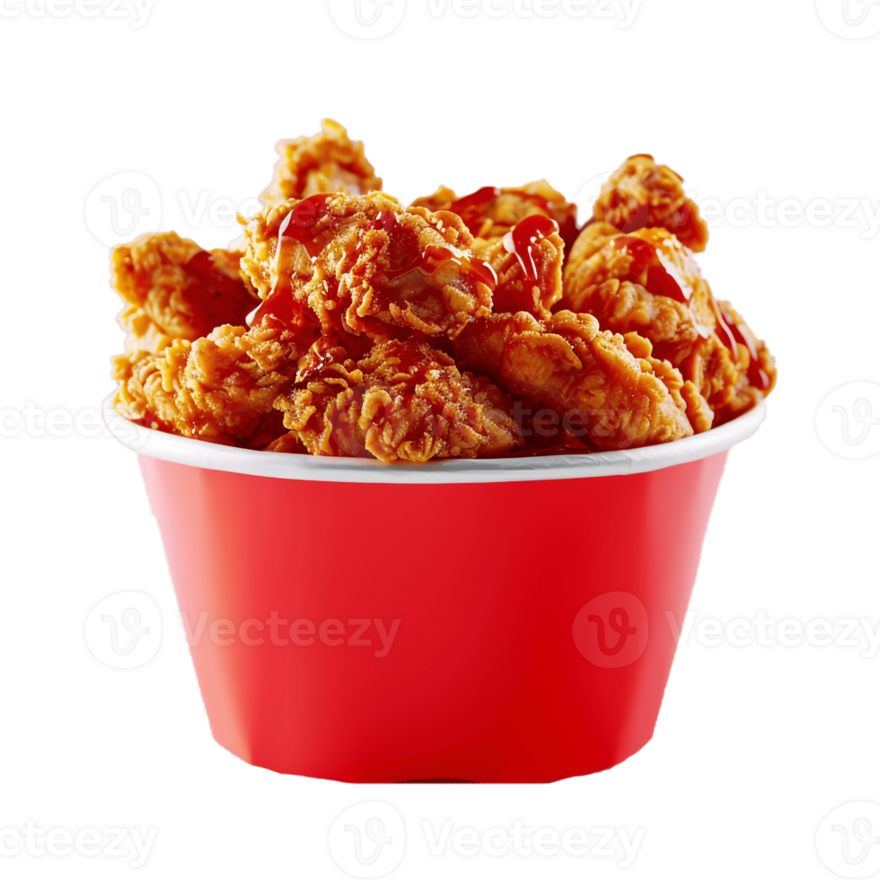 A Bucket Full Of Fried Chicken With Transparent Background, . png
