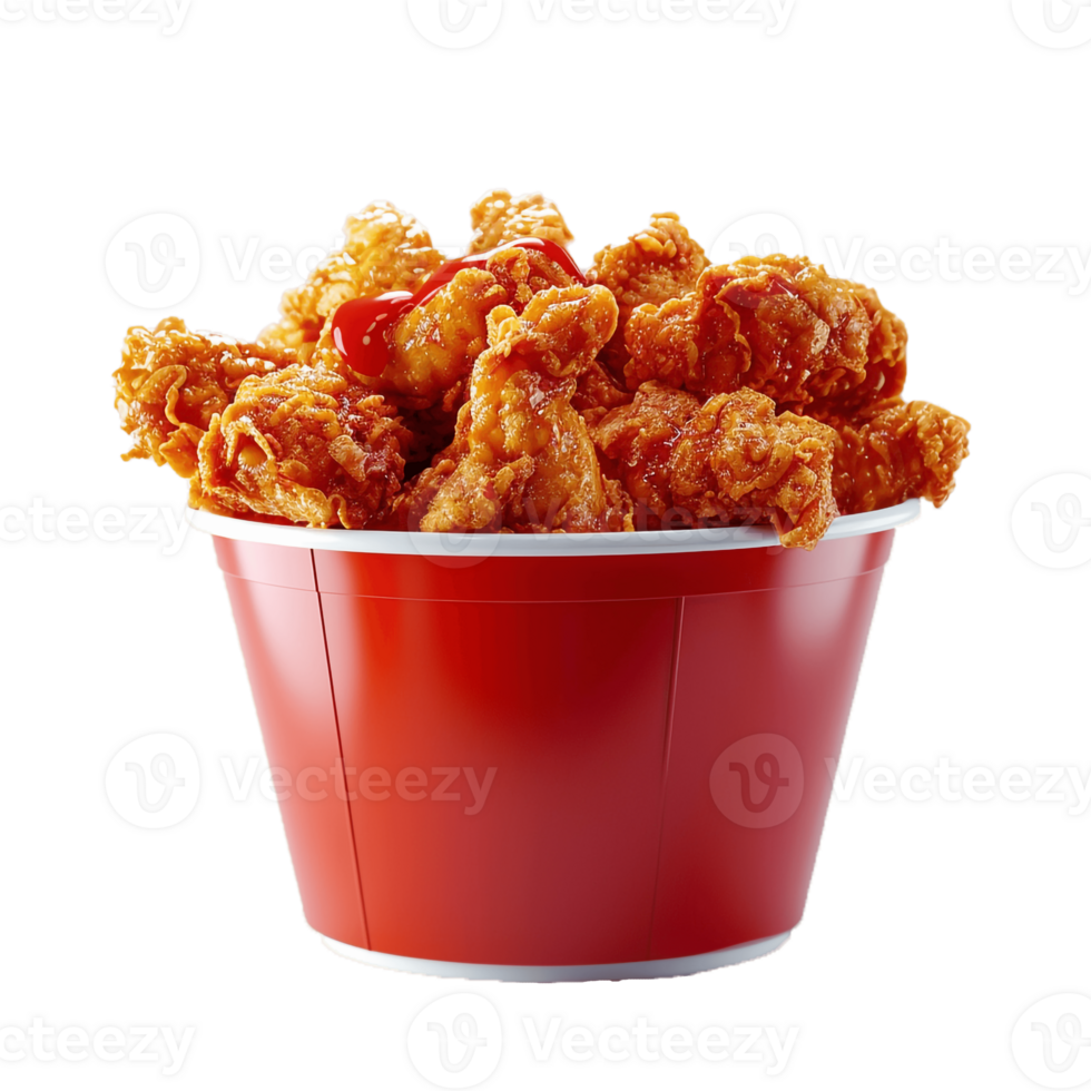 A Bucket Full Of Fried Chicken With Transparent Background, . png