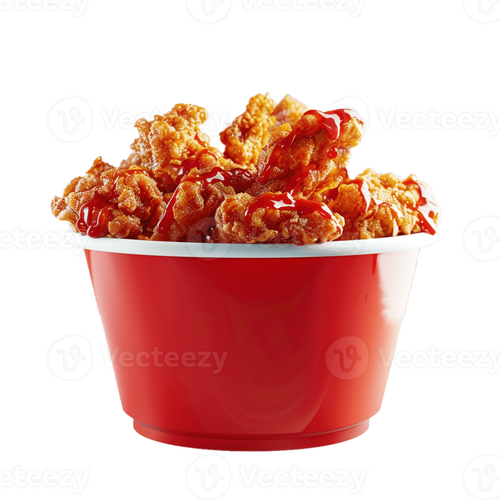 A Bucket Full Of Fried Chicken With Transparent Background, . png