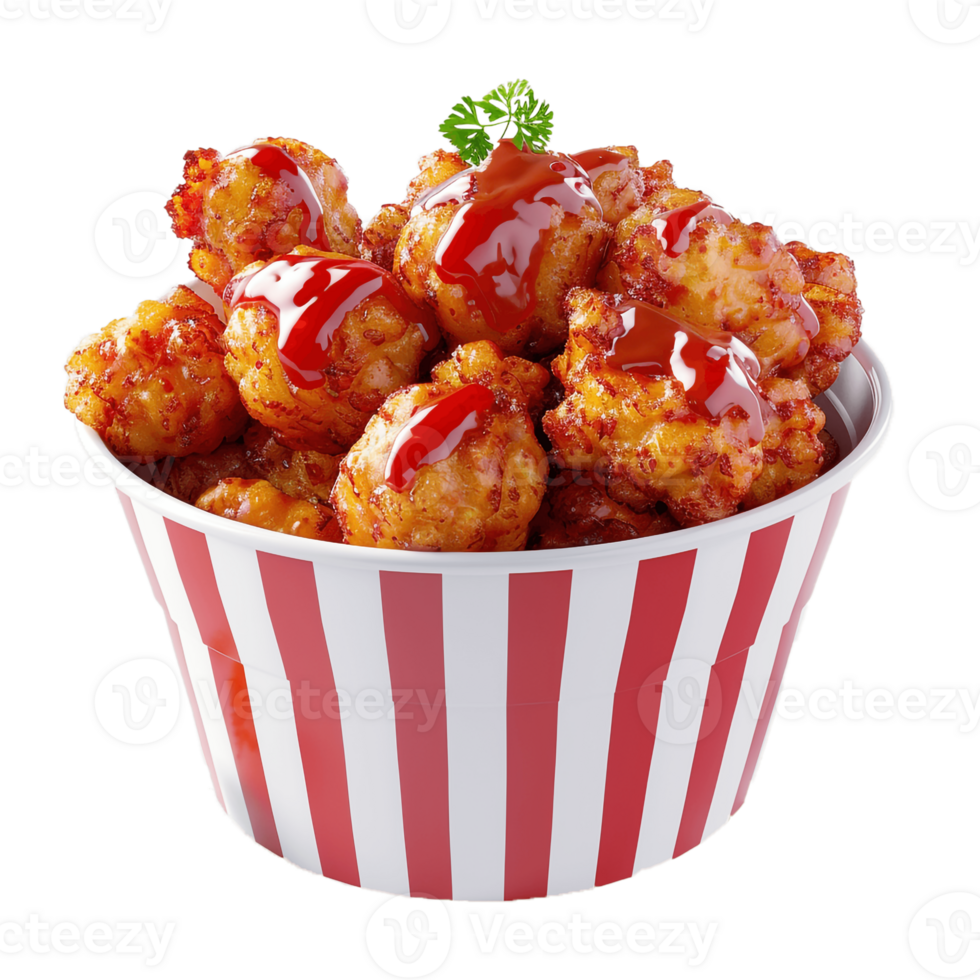 A Bucket Full Of Fried Chicken With Transparent Background, . png