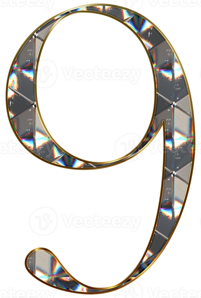 Diamond shiny numbers png