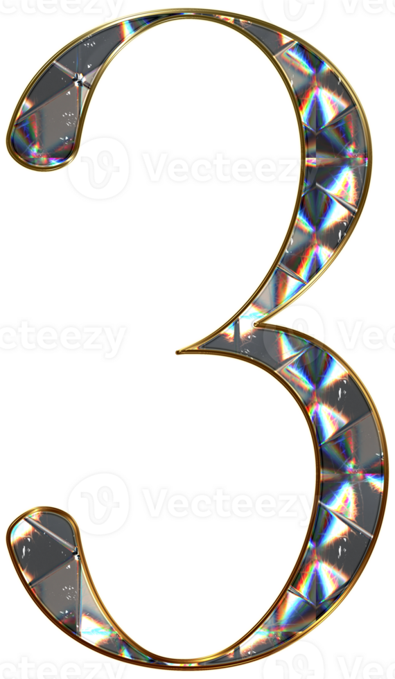 Diamond shiny numbers png