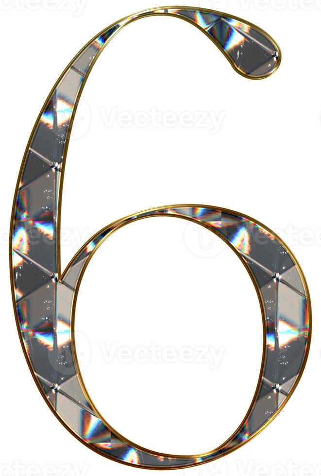 Diamond shiny numbers png