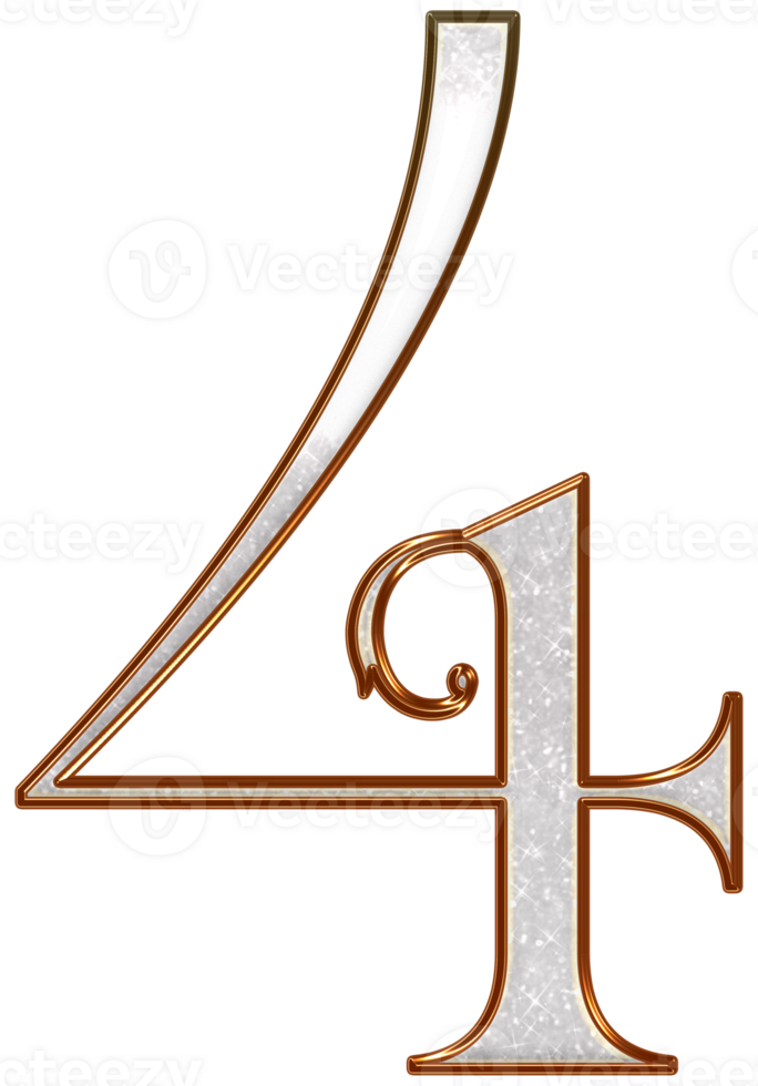 White glitter metallic numbers png