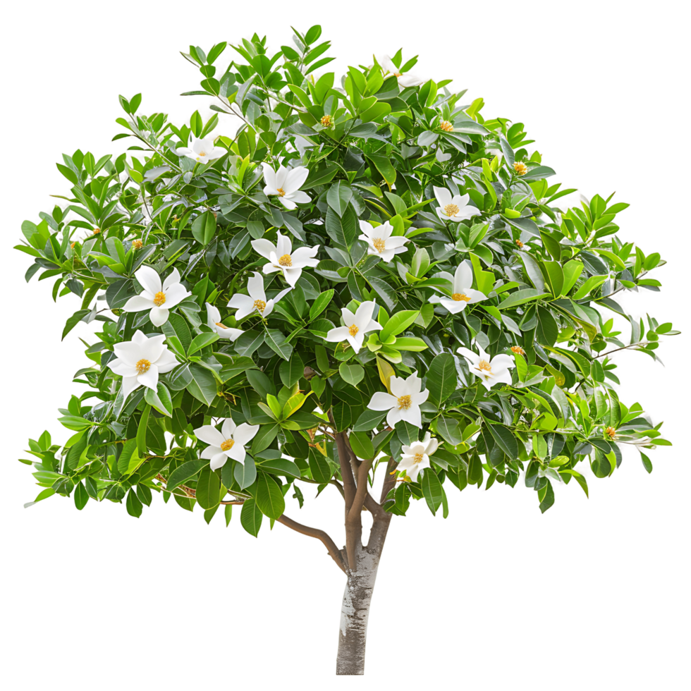 Michelia Alba Tree on Transparent Background Cutout png
