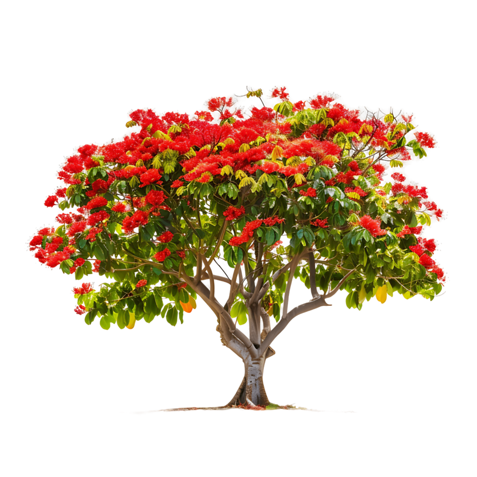 Delonix Regia Tree Isolated on Transparent Background png