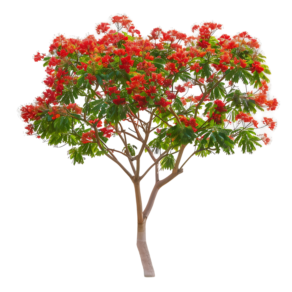 Delonix Regia Tree Isolated on Transparent png