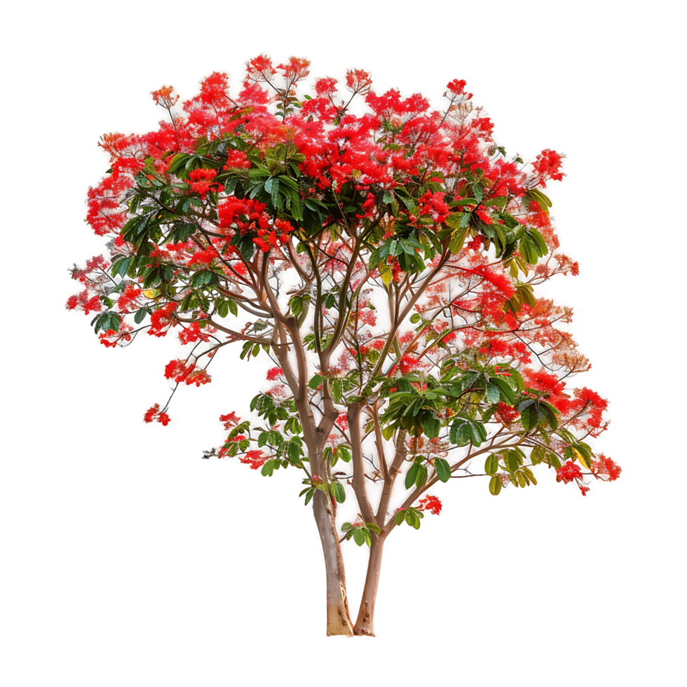 Delonix Regia Tree Cutout on Transparent png