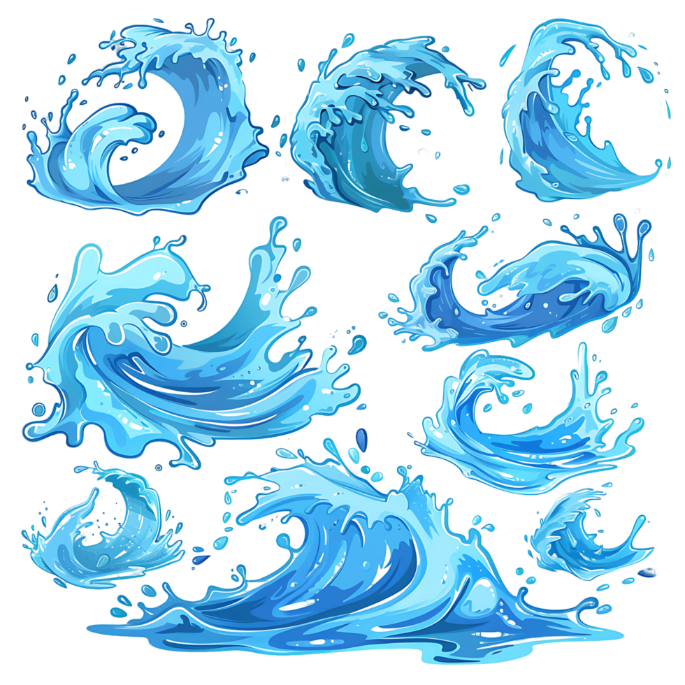 Colorful Water Splash Cartoon Collection png