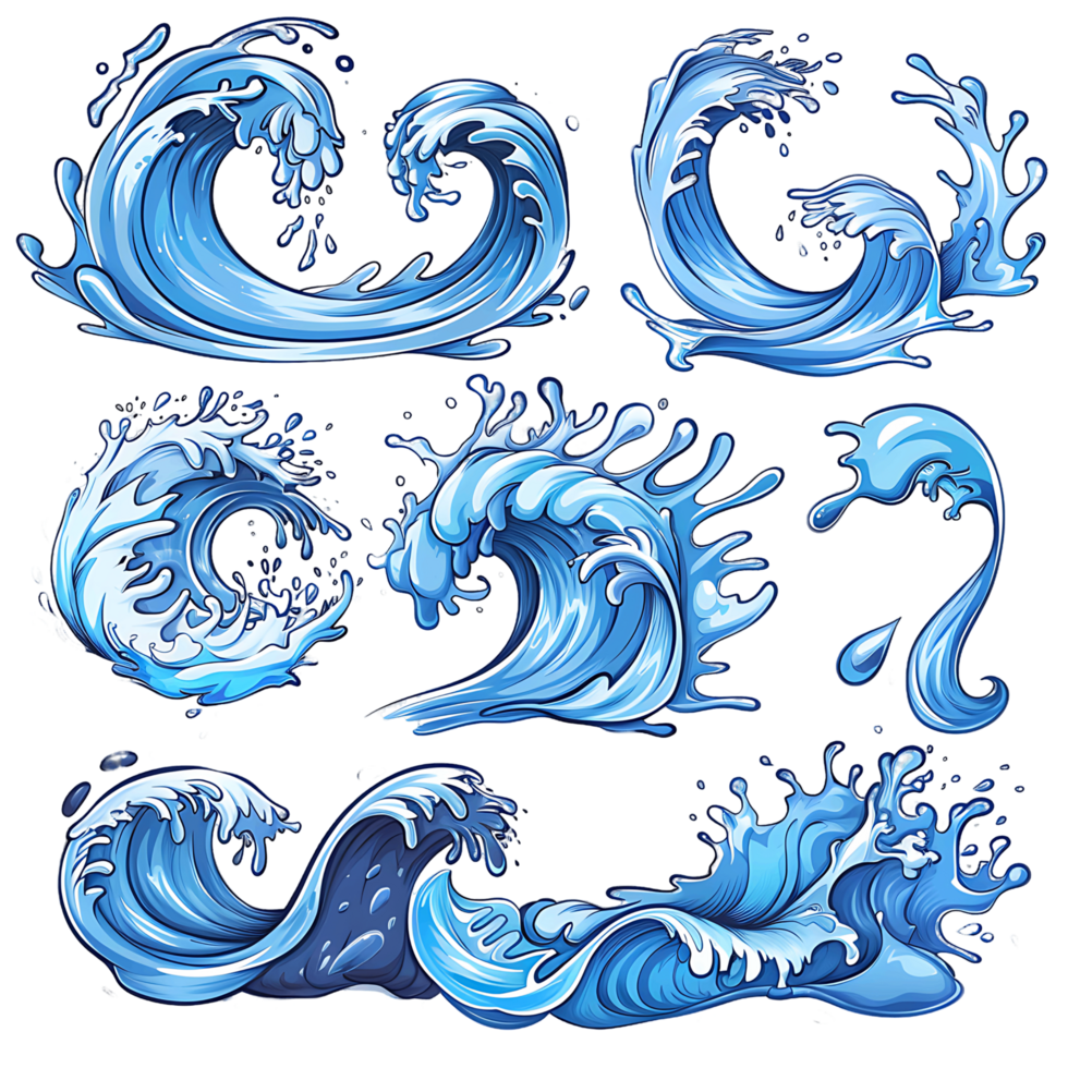 Cartoon Water Motion Elements Collection png