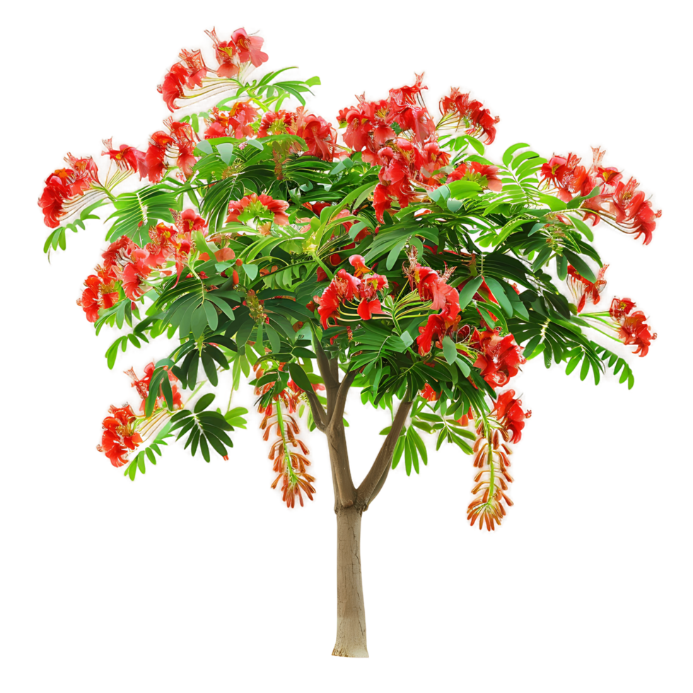 Caesalpinia Pulcherrima Tree on Transparent Background png